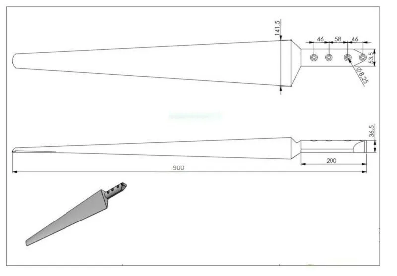 Entraxe de la pale carbonne pour éolienne i-700 et i-800 vendu à l'unité