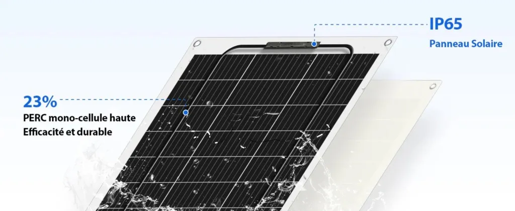 Panneau 130 W – vue arrière composite aluminium-plastique
