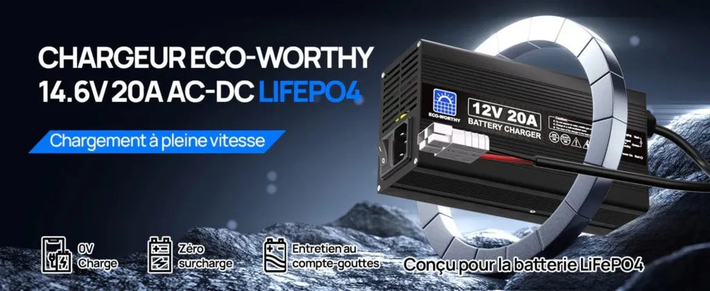 Dimensions du chargeur intelligent lithium 20A 12V