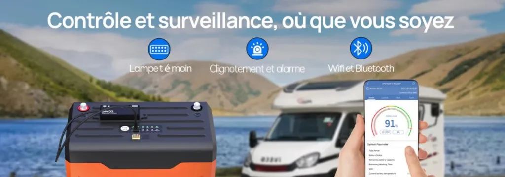 Batterie 12V 100Ah avec alarme sonore intégrée
