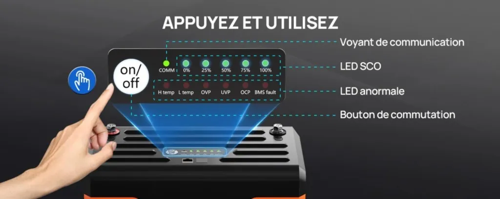 Connexion Bluetooth batterie LiFePO4 24V 100Ah