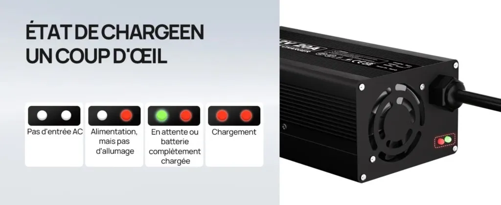 Branchement facile du chargeur lithium 20A 12V