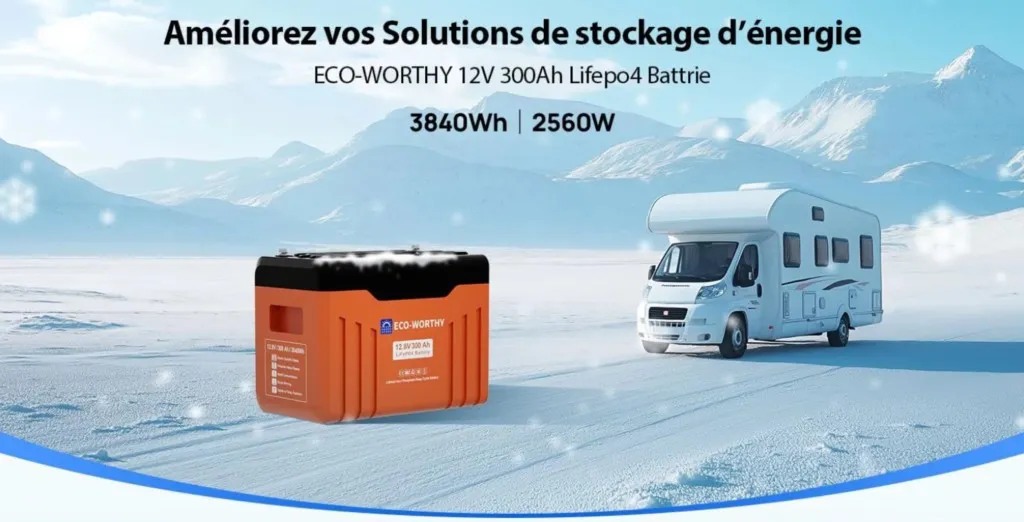 Batterie LiFePO4 12V 300Ah avec BMS 200A intégré