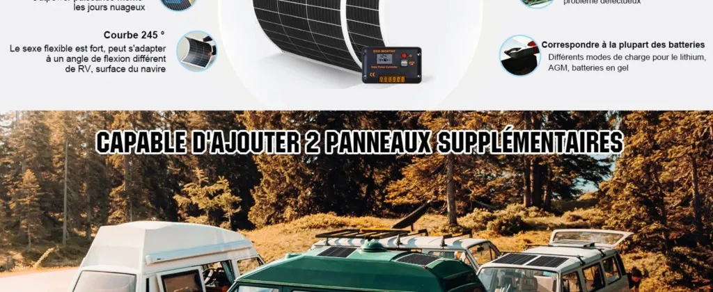 Accessoires de connexion pour panneau solaire flexible 130W