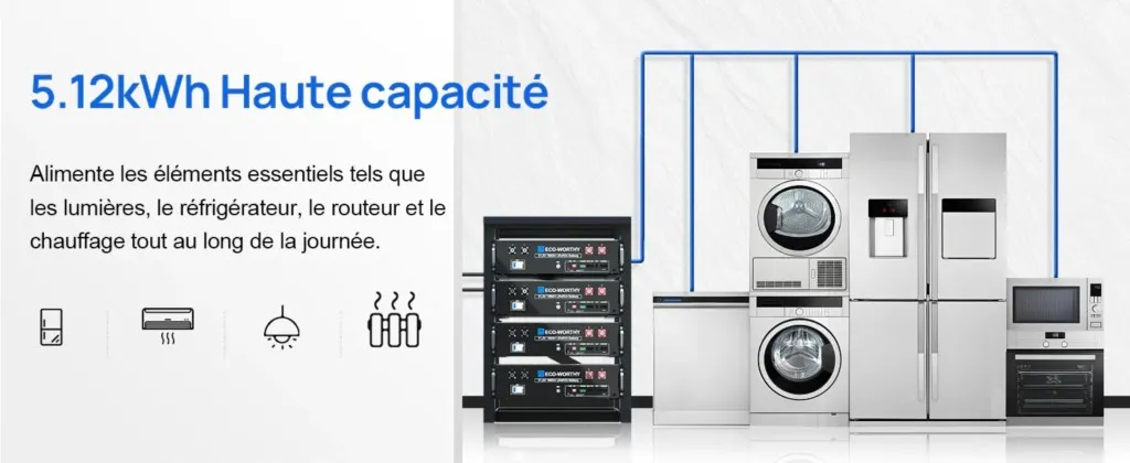Batterie LiFePO4 48V installée dans un système solaire autonome