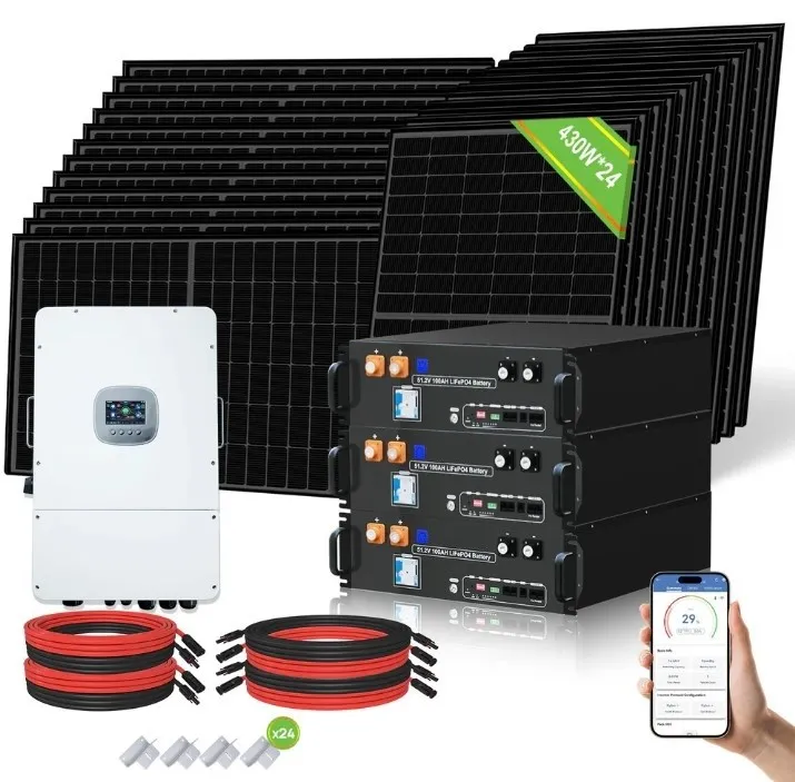 Kit solaire hors réseau 48V 10 kW complet avec panneaux et batteries lithium