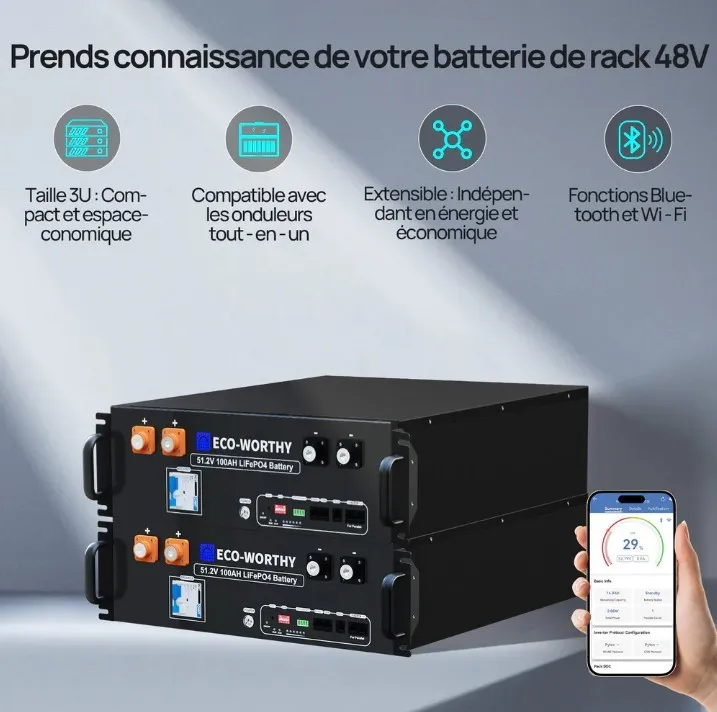 Face avant de l’onduleur hybride 5000W avec écran de contrôle et boutons