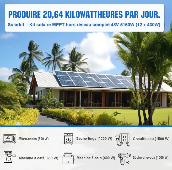 Onduleur tout-en-un 5000W 48V avec régulateur MPPT 80A