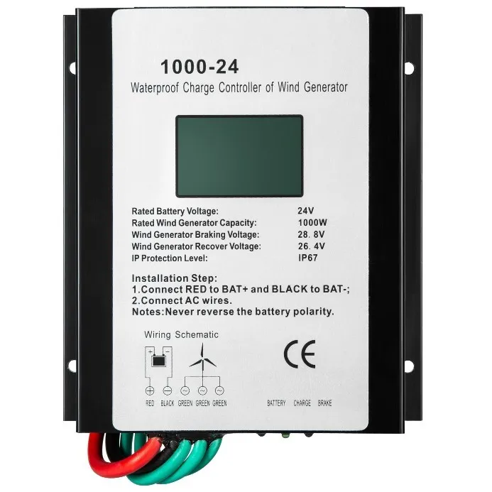 Controleur de charge lcd étanche pour éolienne 1000W 24V
