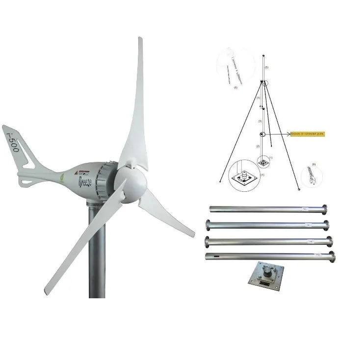 Kit éolienne avec régulateur + Mât 12v 230V 500W
