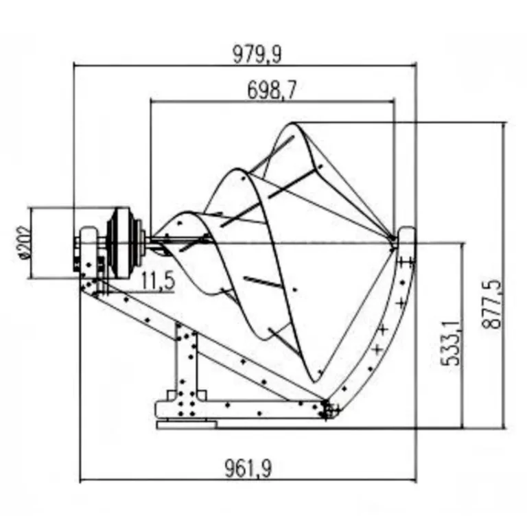 Dimensions de l’éolienne verticale Liam F1 1000W : 0,8 mètre de diamètre et 0,98 mètre de hauteur