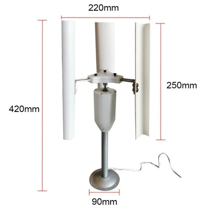 Plan de masse de la mini-turbine verticale 1~20V à aimant permanent