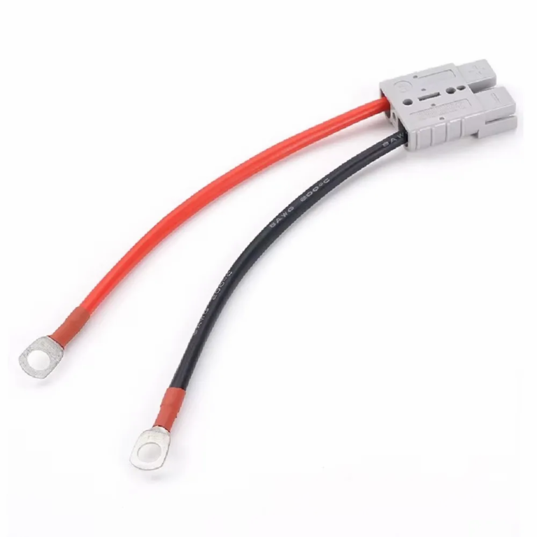 Connecteur bipolaire 50A 600V vers cosses M8 câble silicone 8AWG 20 cm