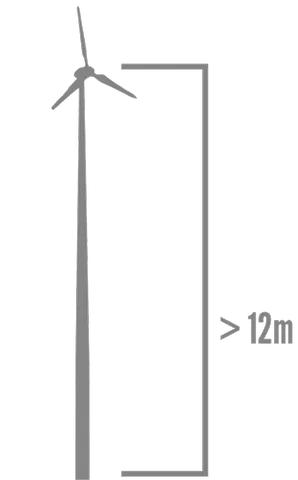 Eolienne sur mât de plus de 12m